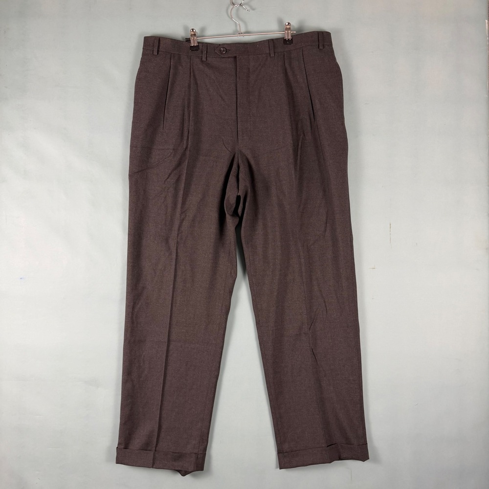 Lauren Ralph Lauren Men 40x32 Fits 38x30 Charcoal Wool Pleated Dress Pants HOLES